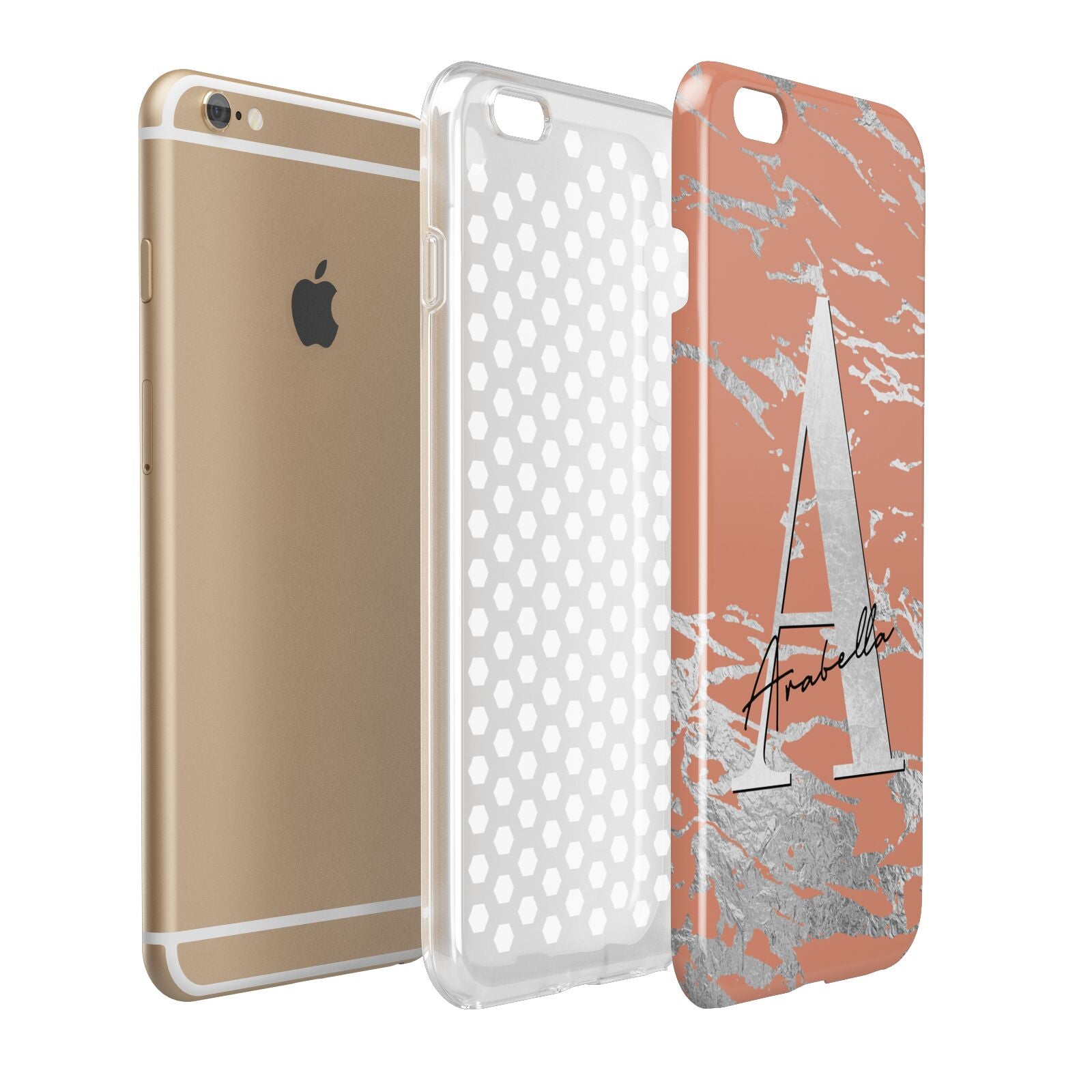Personalised Orange Silver Apple iPhone 6 Plus 3D Tough Case Expand Detail Image