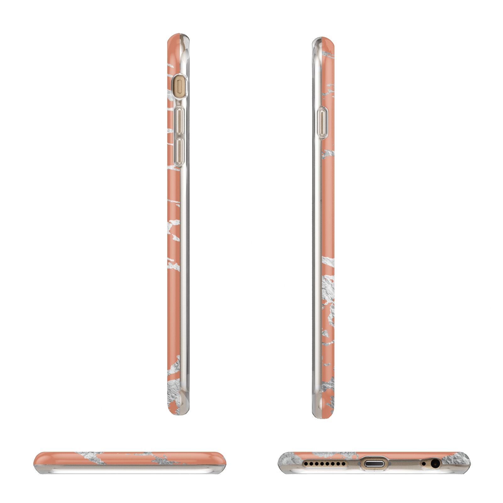 Personalised Orange Silver Apple iPhone 6 Plus 3D Wrap Tough Case Alternative Image Angles