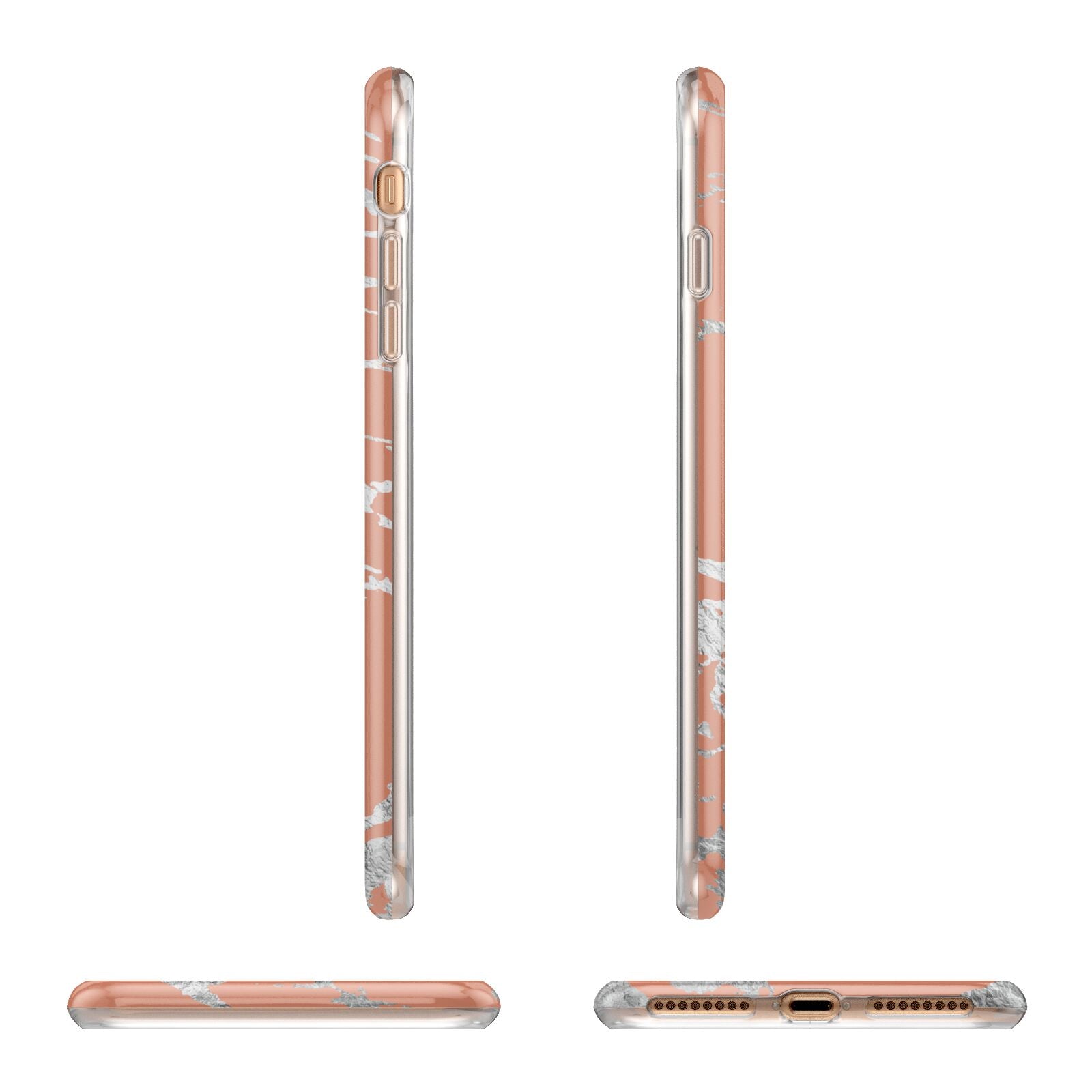 Personalised Orange Silver Apple iPhone 7 8 Plus 3D Wrap Tough Case Alternative Image Angles