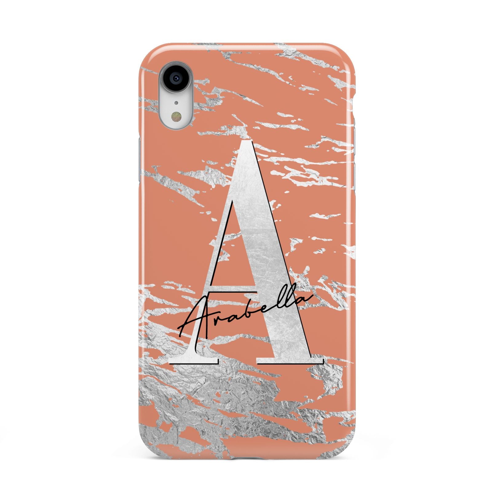 Personalised Orange Silver Apple iPhone XR White 3D Tough Case