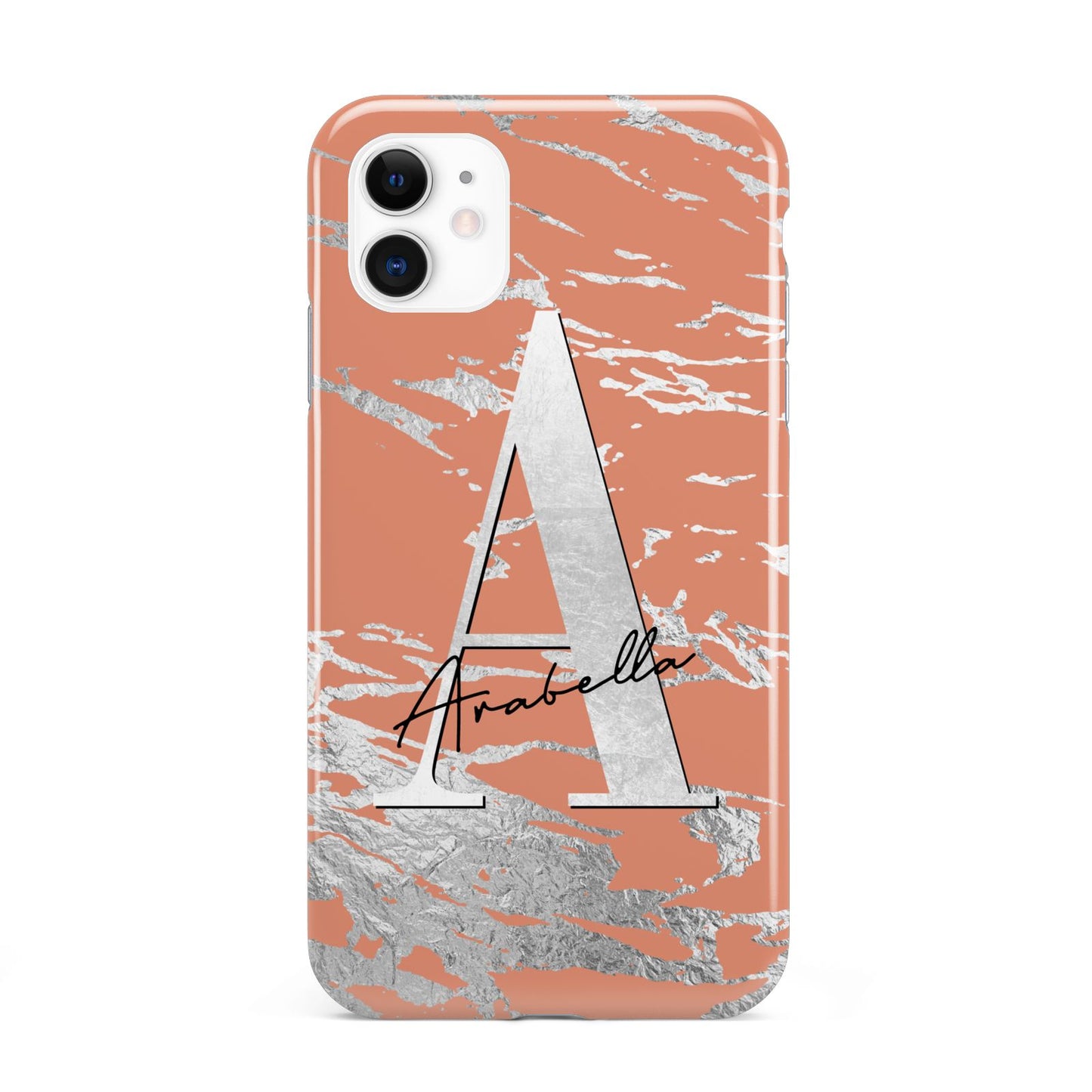 Personalised Orange Silver iPhone 11 3D Tough Case