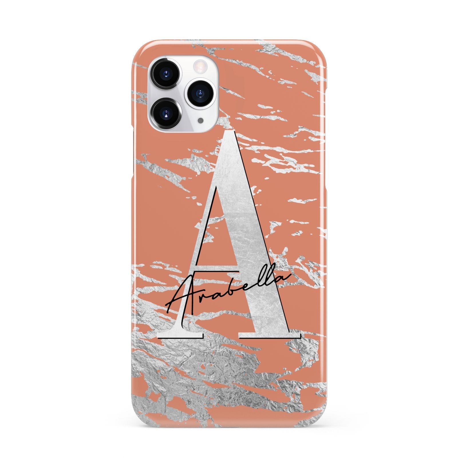 Personalised Orange Silver iPhone 11 Pro 3D Snap Case