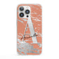 Personalised Orange Silver iPhone 13 Pro Clear Bumper Case
