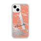 Personalised Orange Silver iPhone 14 Clear Tough Case Starlight