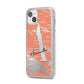 Personalised Orange Silver iPhone 14 Plus Glitter Tough Case Starlight Angled Image
