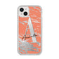 Personalised Orange Silver iPhone 14 Plus Glitter Tough Case Starlight