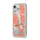Personalised Orange Silver iPhone 14 Pro Max Clear Tough Case Silver Angled Image