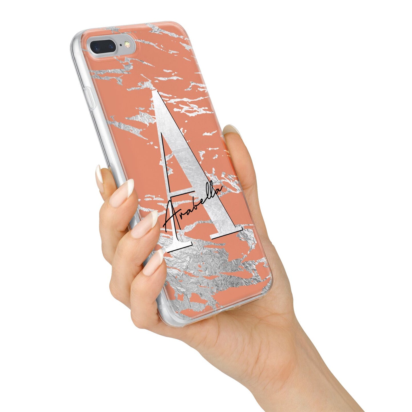 Personalised Orange Silver iPhone 7 Plus Bumper Case on Silver iPhone Alternative Image