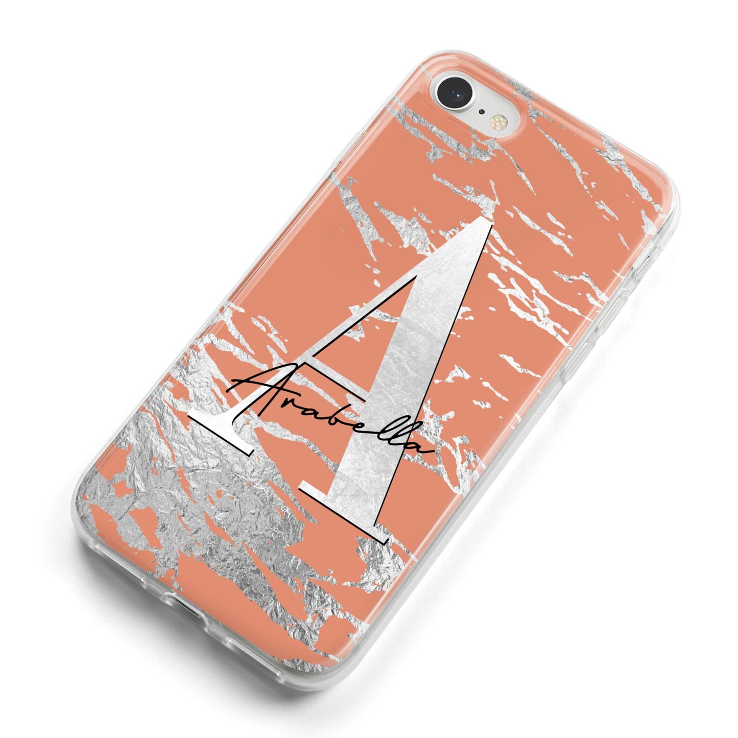 Personalised Orange Silver iPhone 8 Bumper Case on Silver iPhone Alternative Image