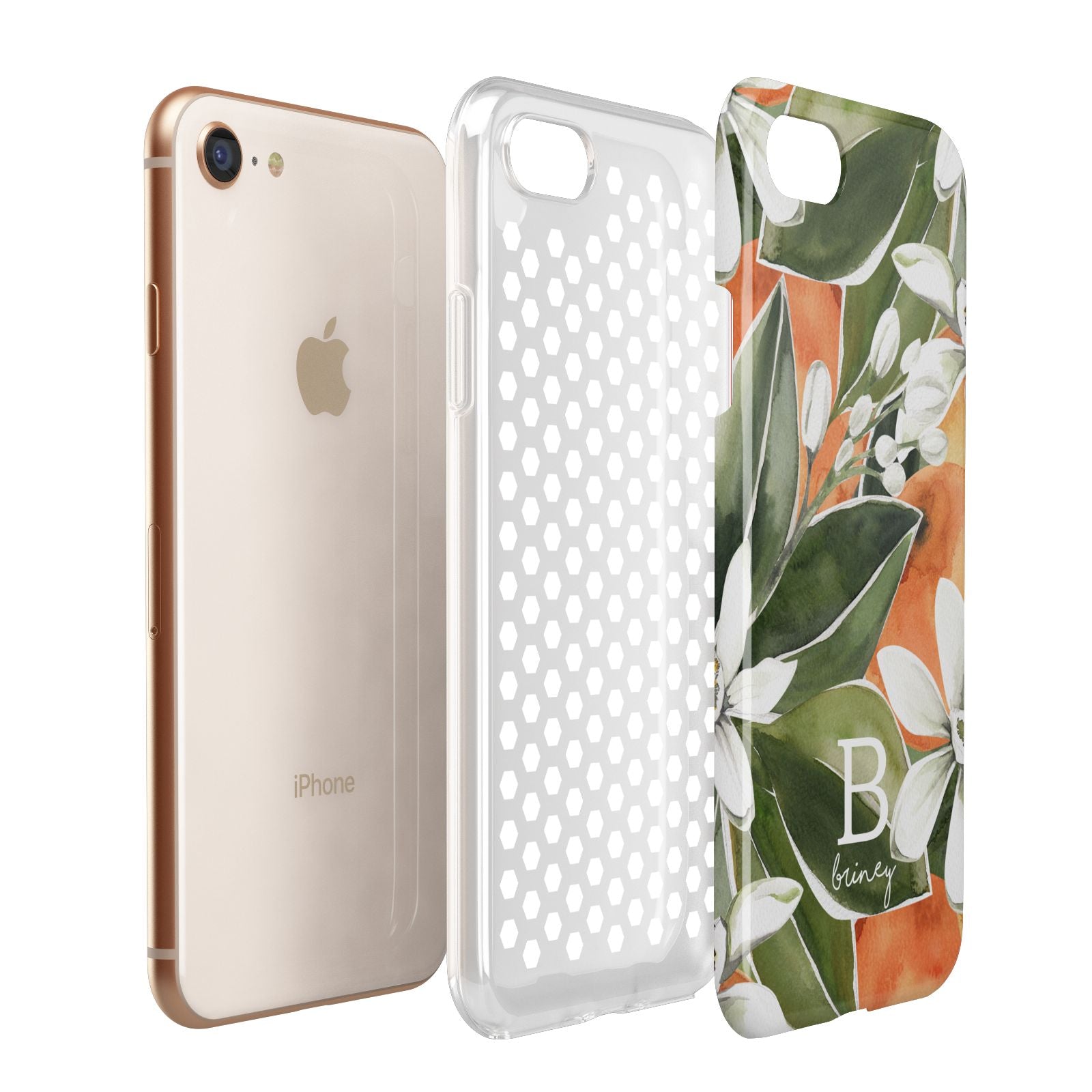 Personalised Orange Tree Apple iPhone 7 8 3D Tough Case Expanded View