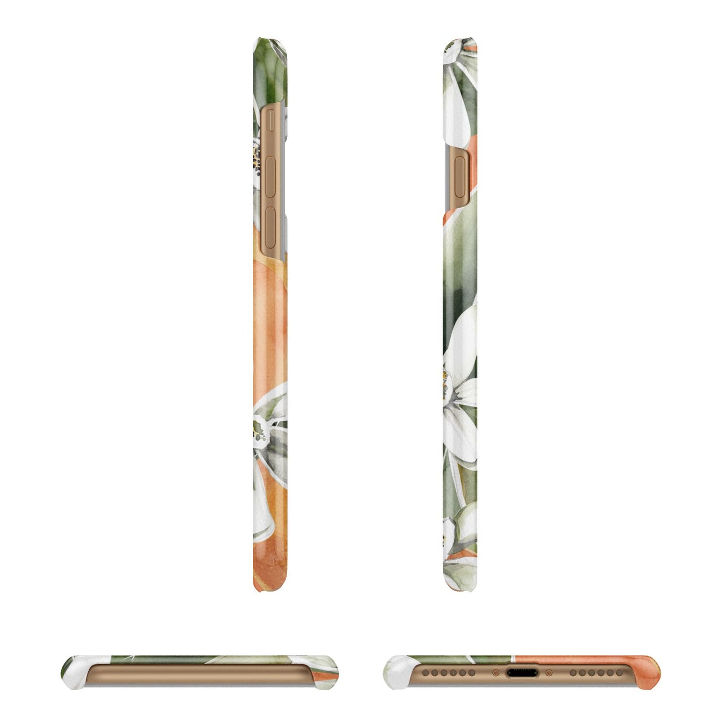 Personalised Orange Tree Apple iPhone 7 8 3D Wrap Snap Case Angled Images