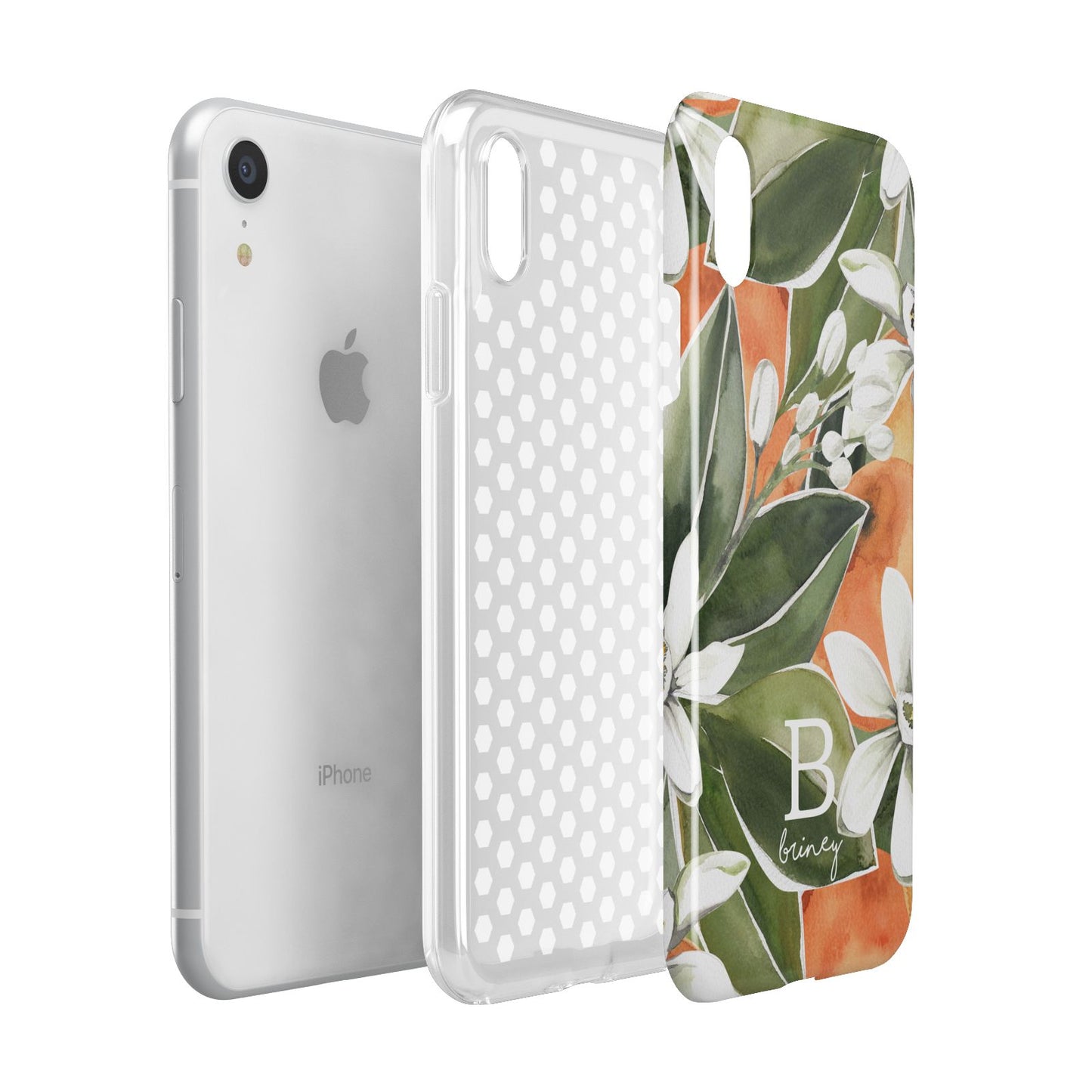Personalised Orange Tree Apple iPhone XR White 3D Tough Case Expanded view