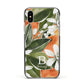 Personalised Orange Tree Apple iPhone Xs Impact Case Black Edge on Silver Phone