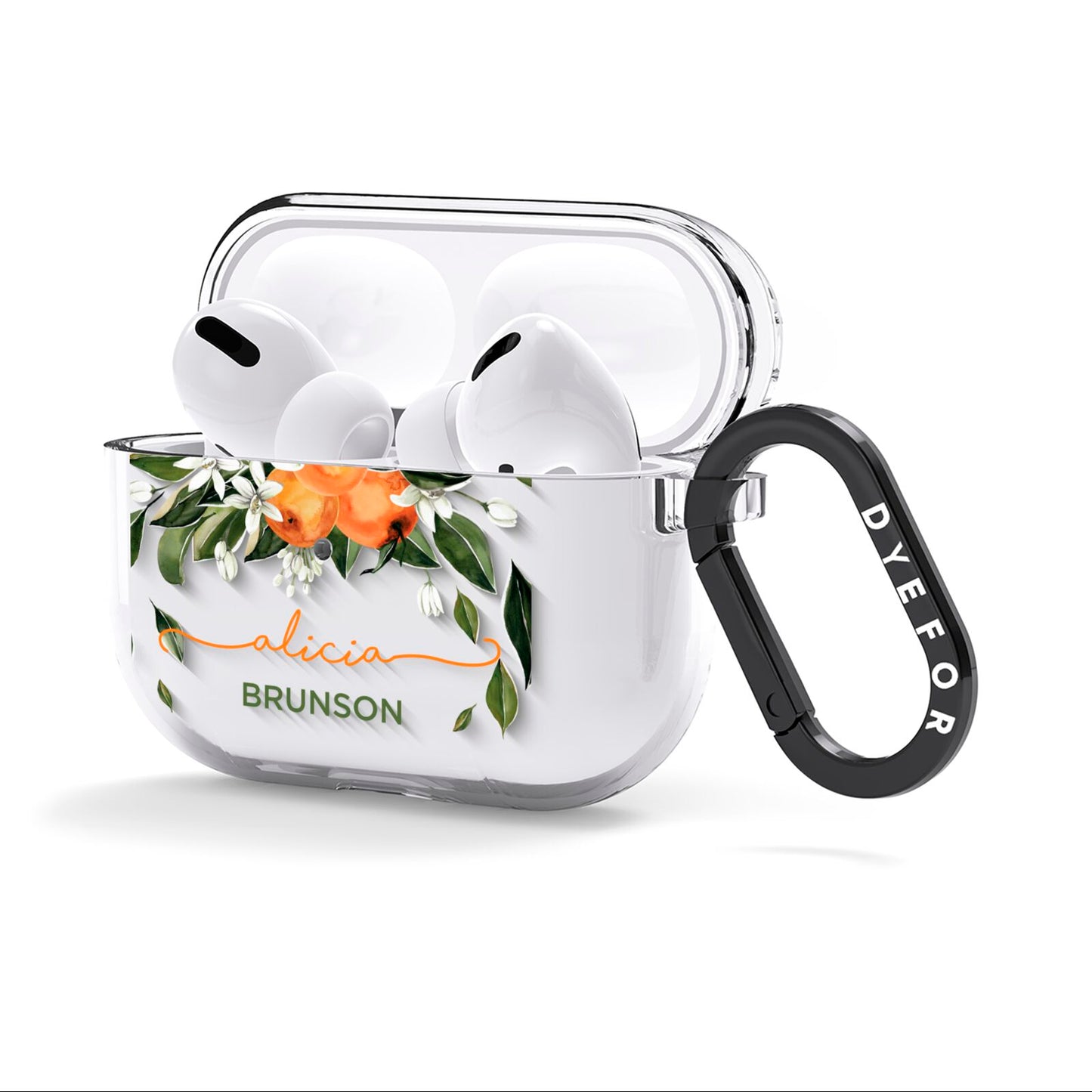 Personalised Orange Tree Wreath AirPods Clear Case 3rd Gen Side Image