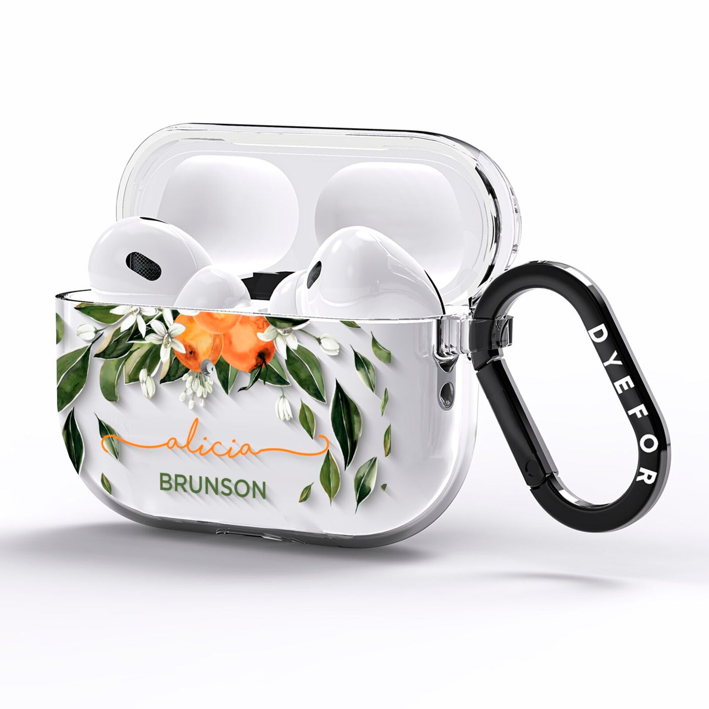 Personalised Orange Tree Wreath AirPods Pro Clear Case Side Image