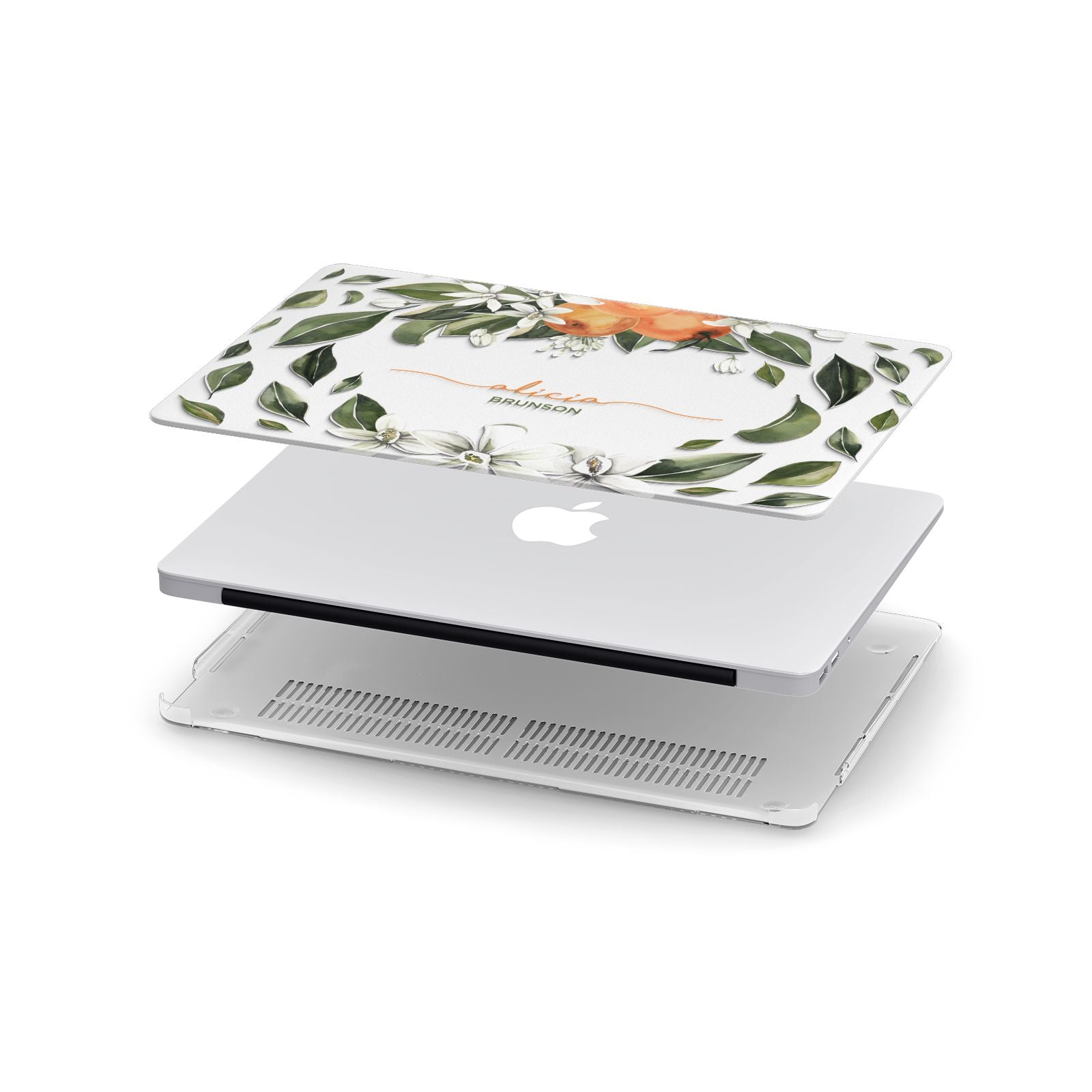 Personalised Orange Tree Wreath Apple MacBook Case in Detail
