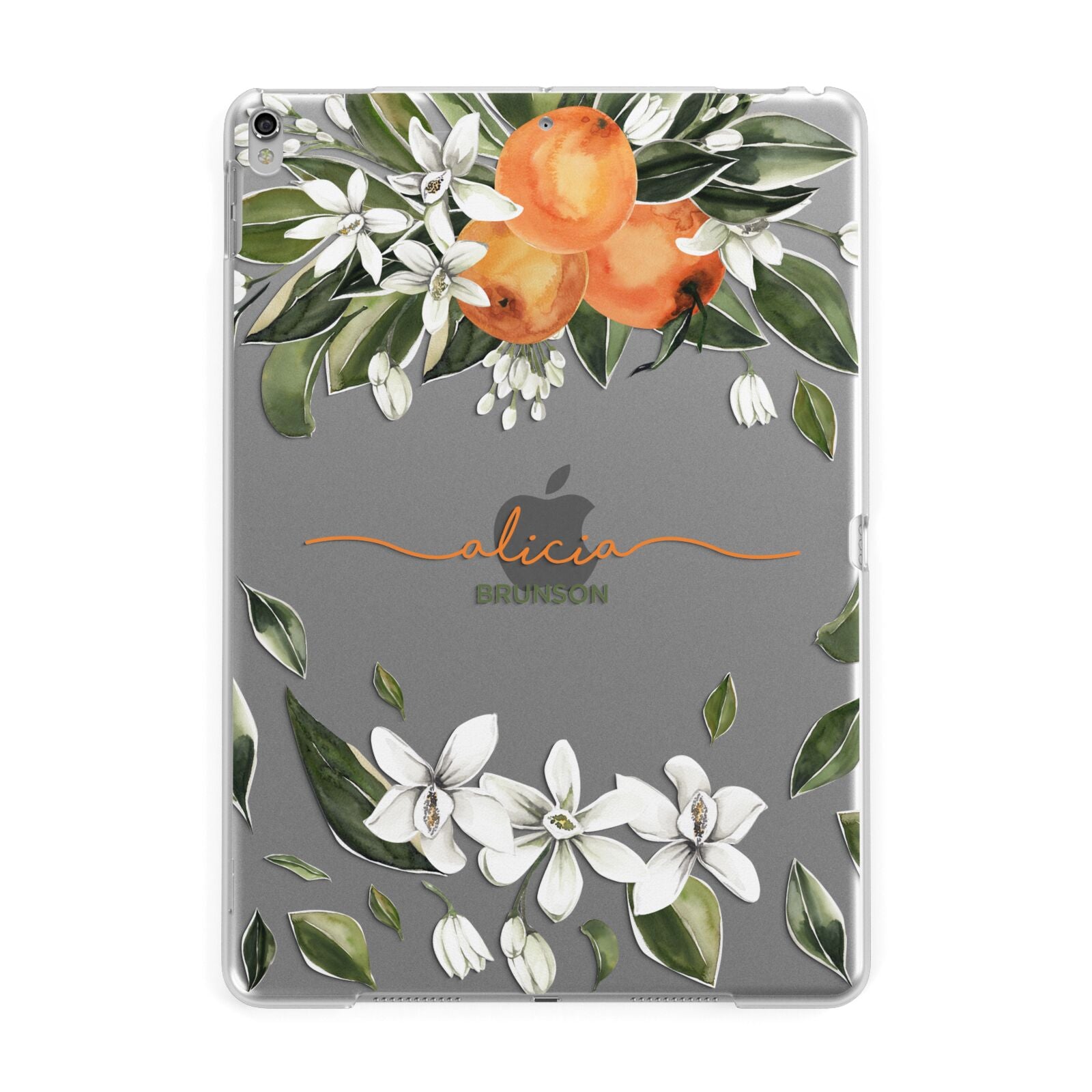 Personalised Orange Tree Wreath Apple iPad Silver Case