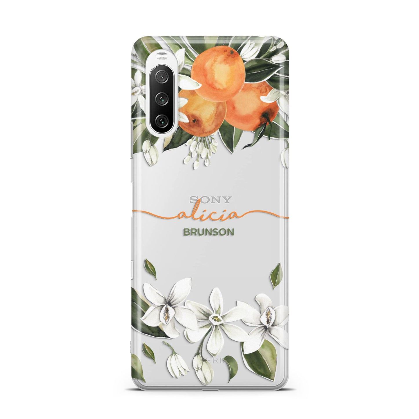 Personalised Orange Tree Wreath Sony Xperia 10 III Case