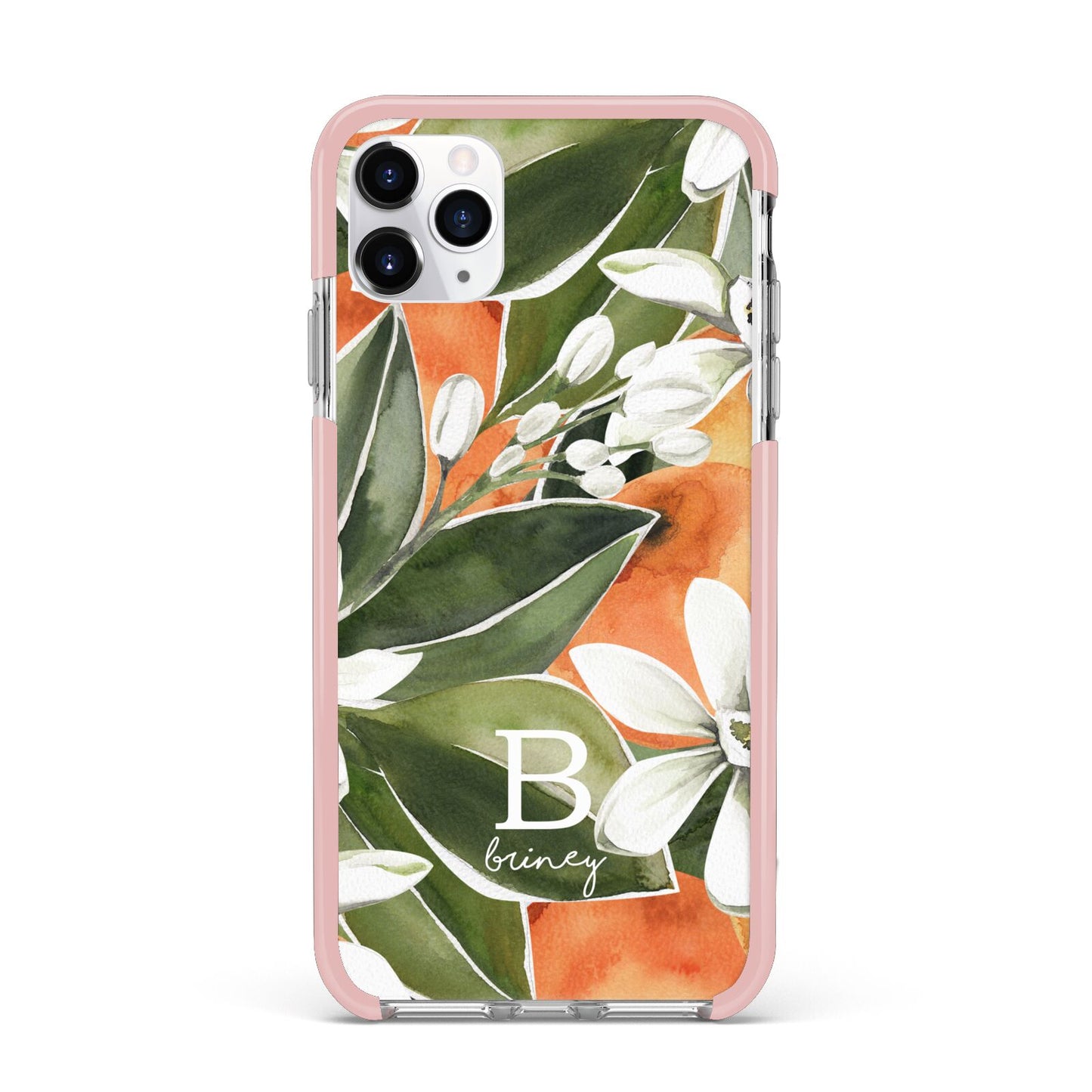 Personalised Orange Tree iPhone 11 Pro Max Impact Pink Edge Case