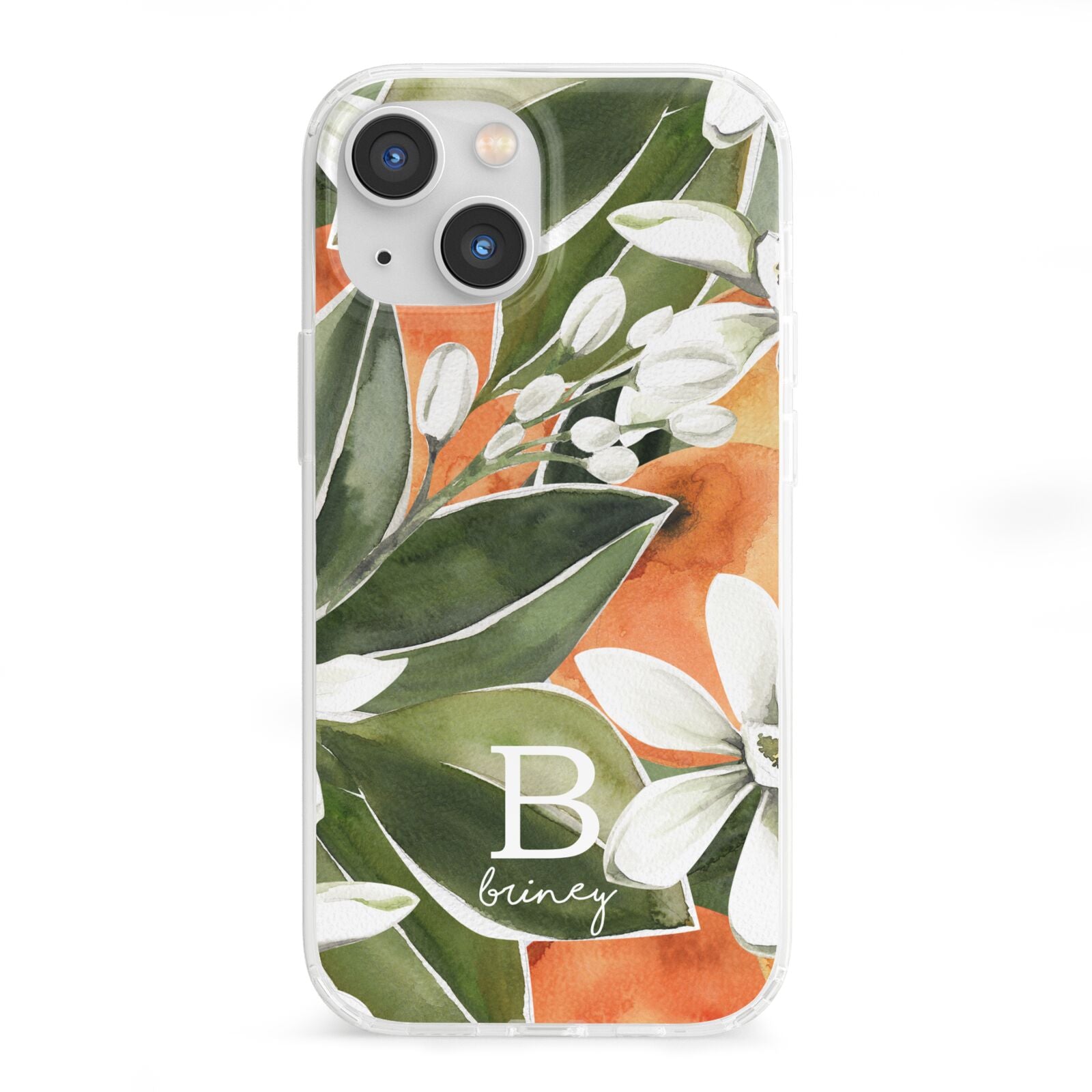Personalised Orange Tree iPhone 13 Mini Clear Bumper Case