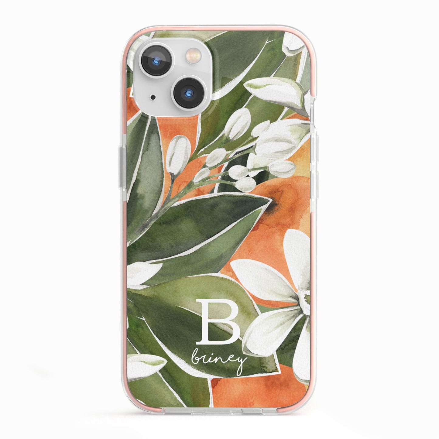 Personalised Orange Tree iPhone 13 TPU Impact Case with Pink Edges