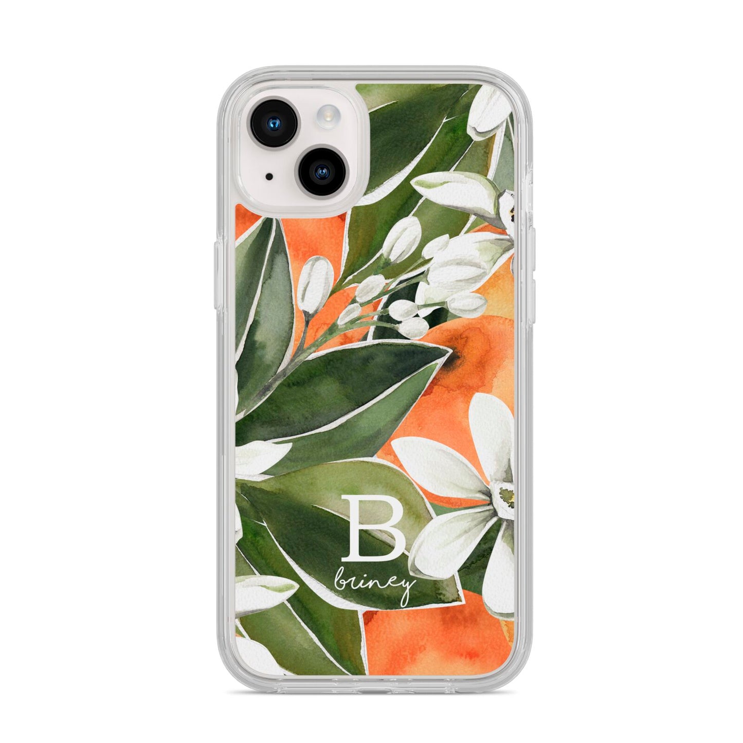 Personalised Orange Tree iPhone 14 Plus Clear Tough Case Starlight