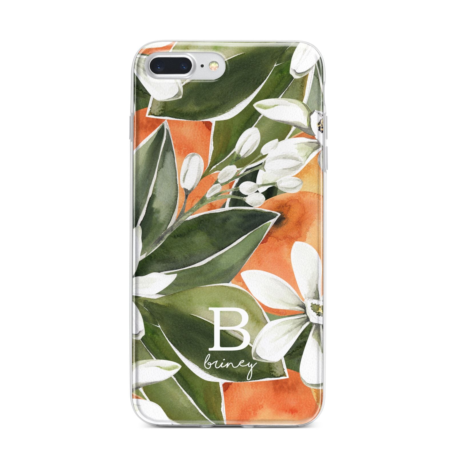 Personalised Orange Tree iPhone 7 Plus Bumper Case on Silver iPhone