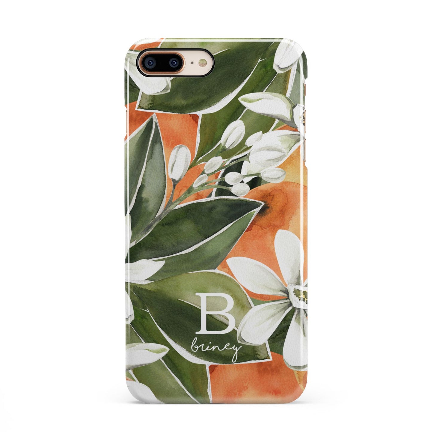 Personalised Orange Tree iPhone 8 Plus 3D Snap Case on Gold Phone