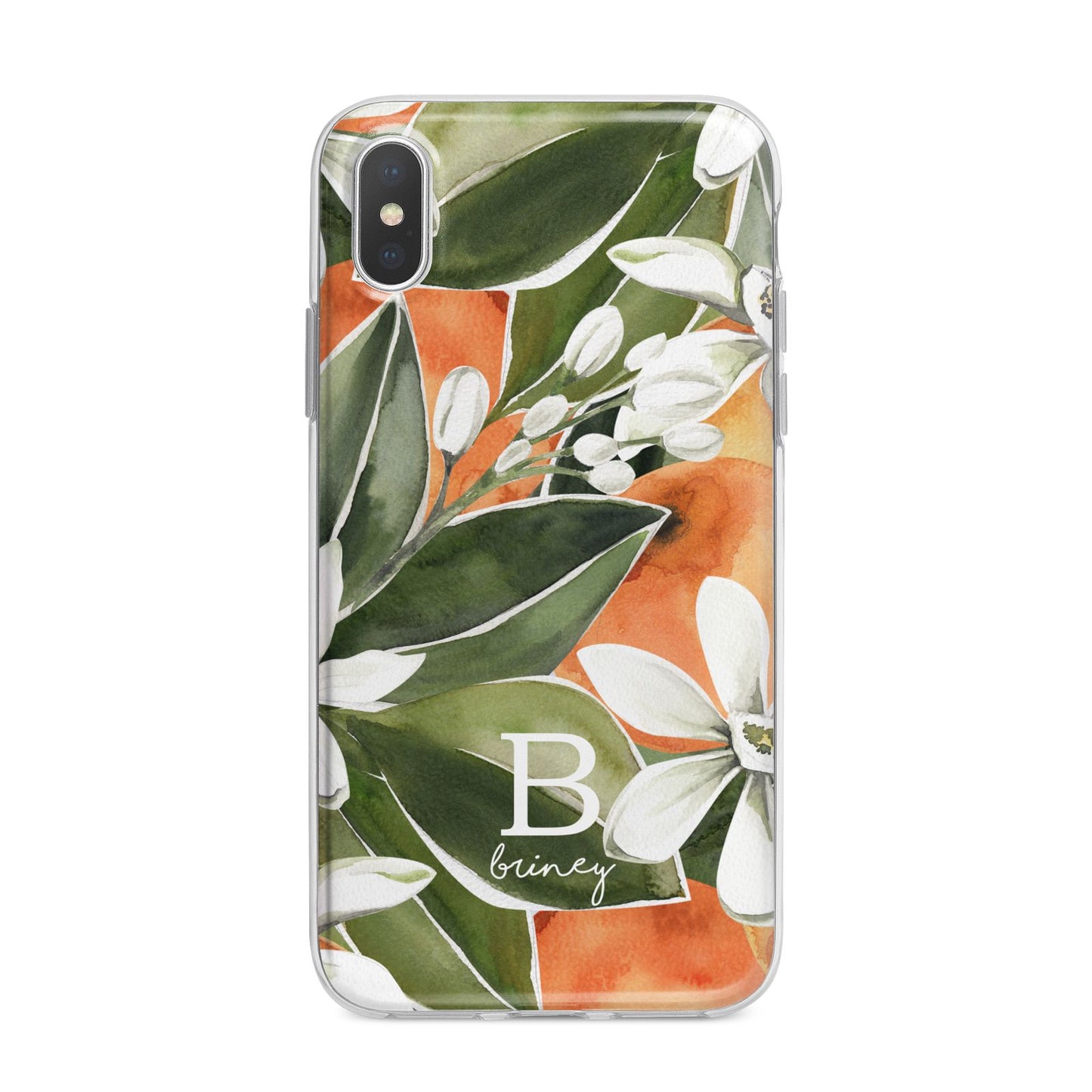 Personalised Orange Tree iPhone X Bumper Case on Silver iPhone Alternative Image 1