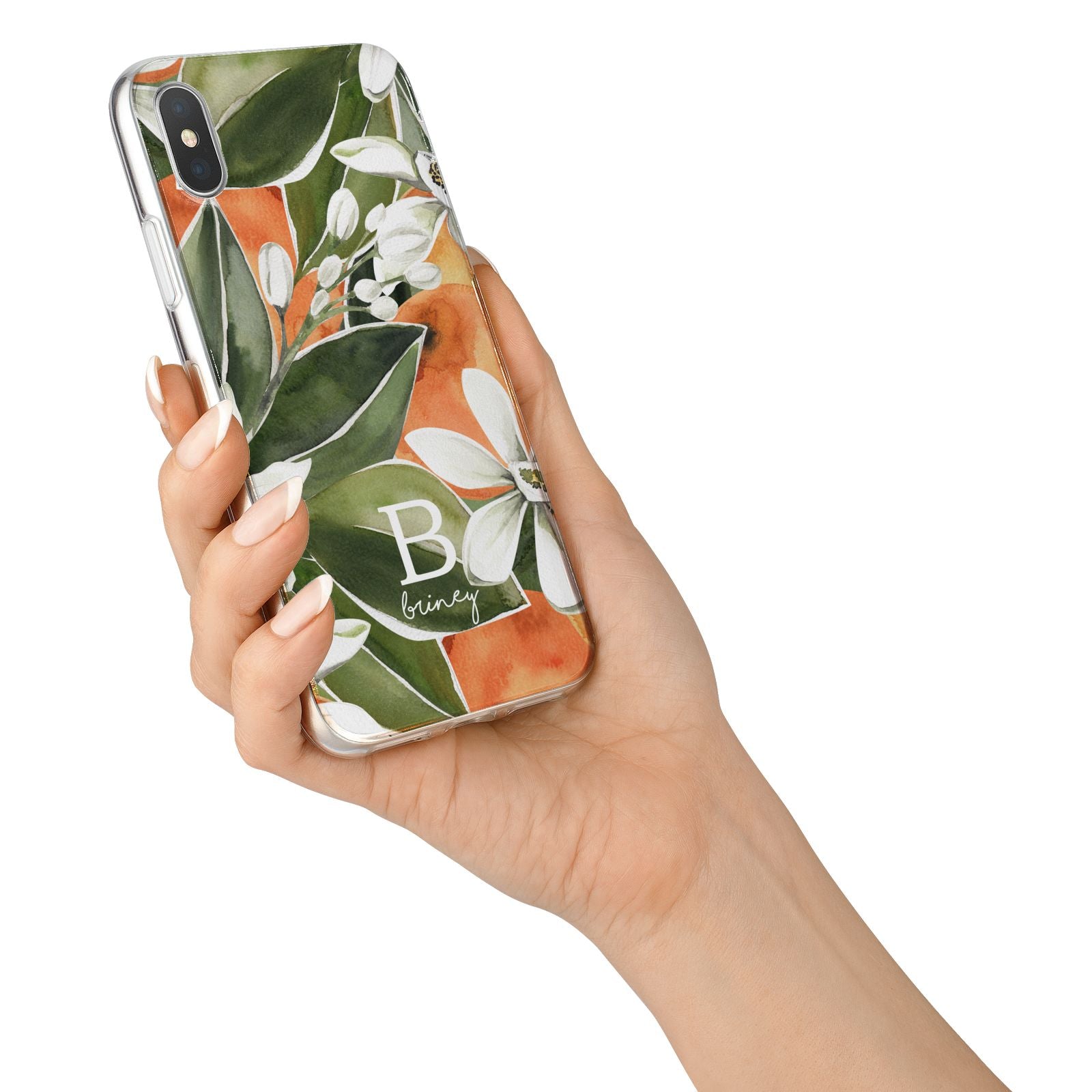 Personalised Orange Tree iPhone X Bumper Case on Silver iPhone Alternative Image 2