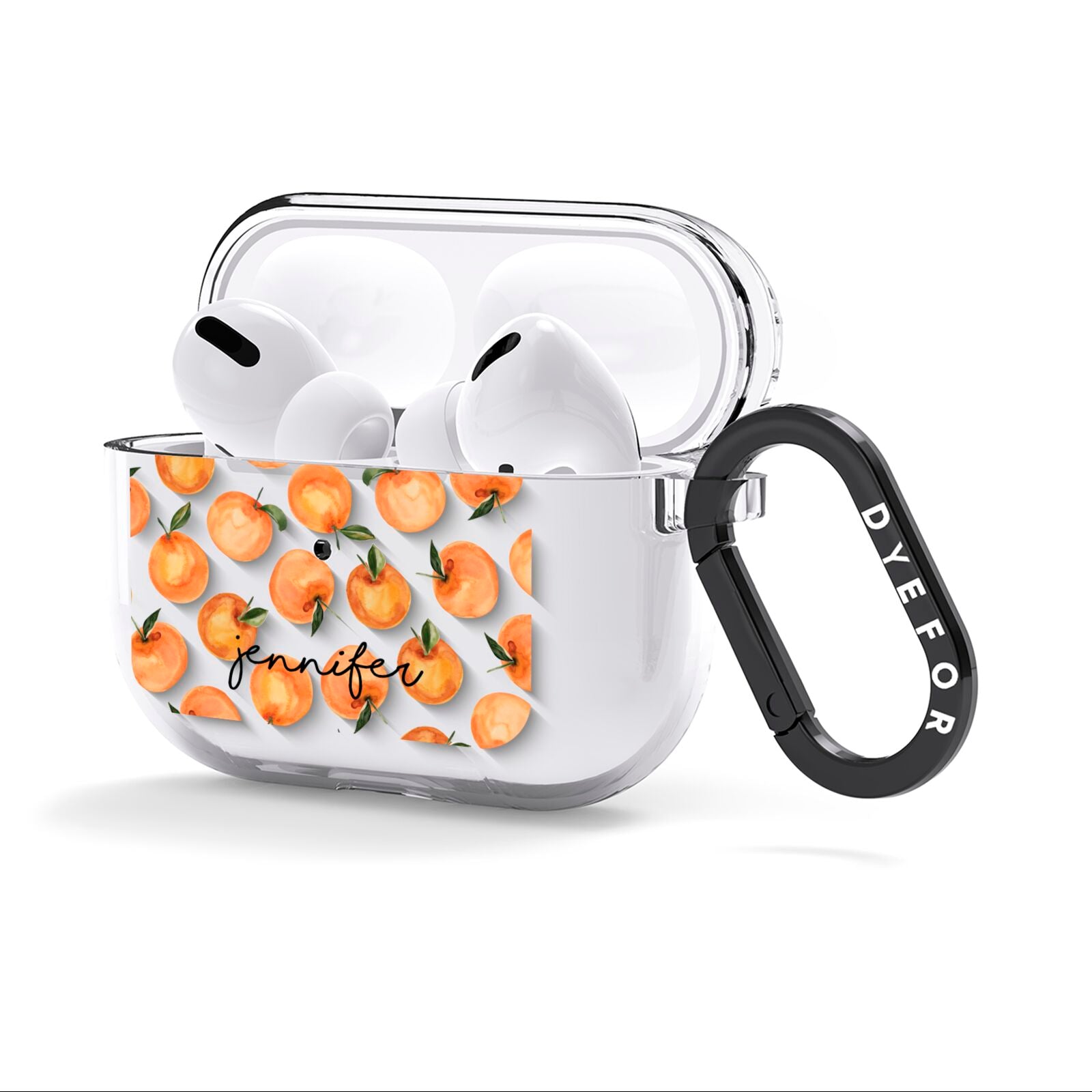 Personalised Oranges Name AirPods Clear Case 3rd Gen Side Image