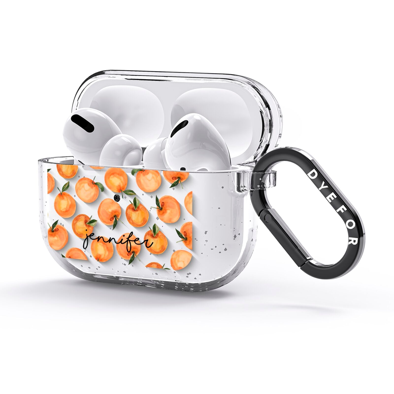 Personalised Oranges Name AirPods Glitter Case 3rd Gen Side Image