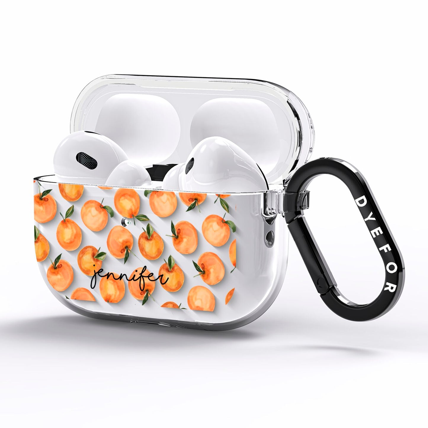 Personalised Oranges Name AirPods Pro Clear Case Side Image