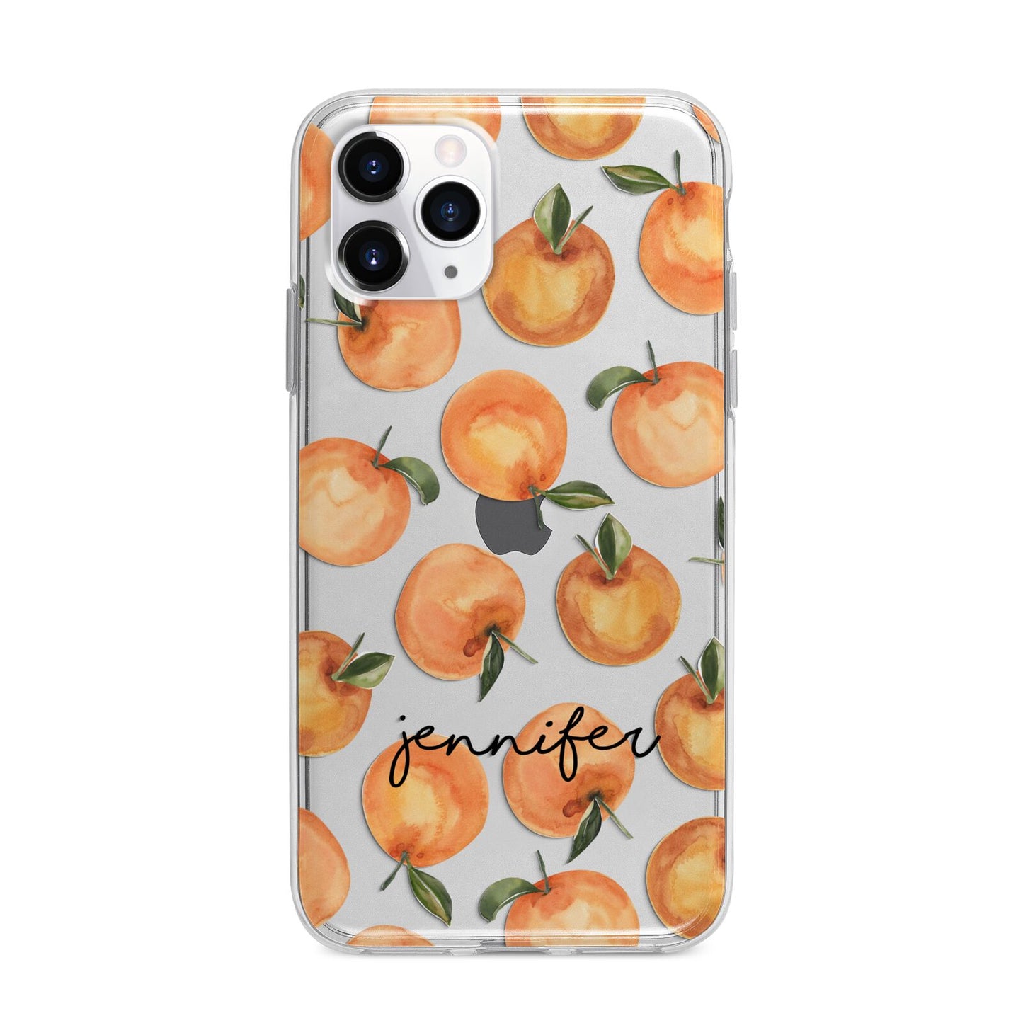 Personalised Oranges Name Apple iPhone 11 Pro Max in Silver with Bumper Case