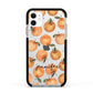 Personalised Oranges Name Apple iPhone 11 in White with Black Impact Case