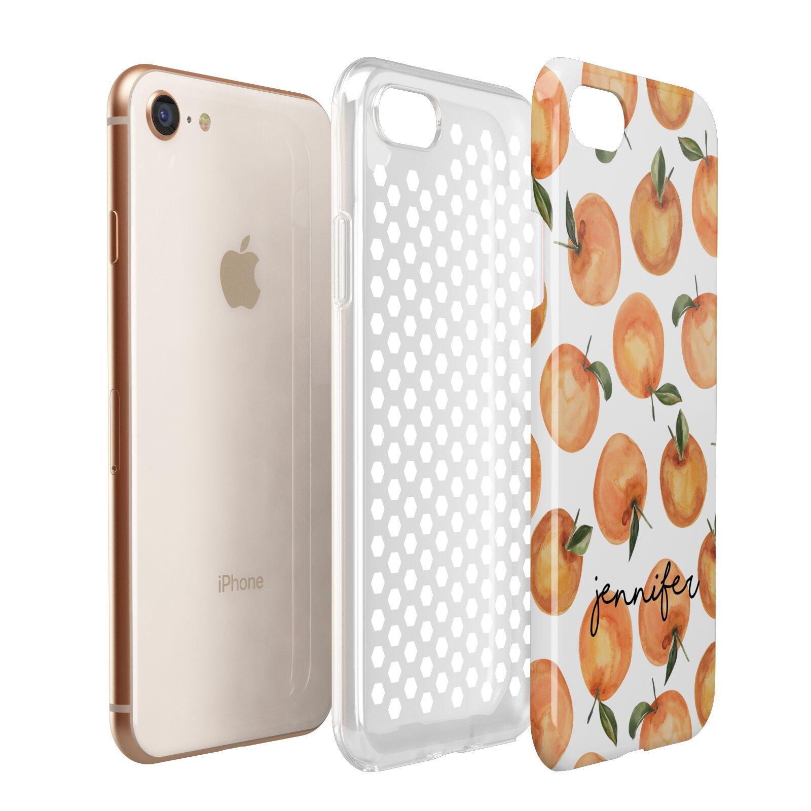 Personalised Oranges Name Apple iPhone 7 8 3D Tough Case Expanded View