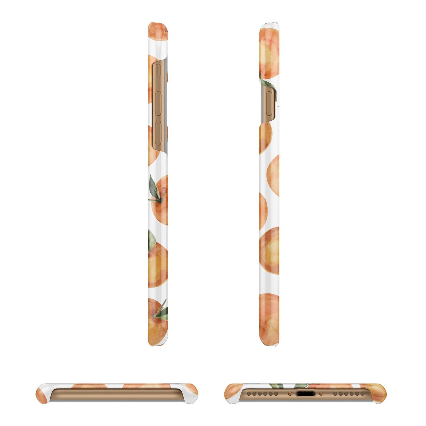 Personalised Oranges Name Apple iPhone 7 8 3D Wrap Snap Case Angled Images