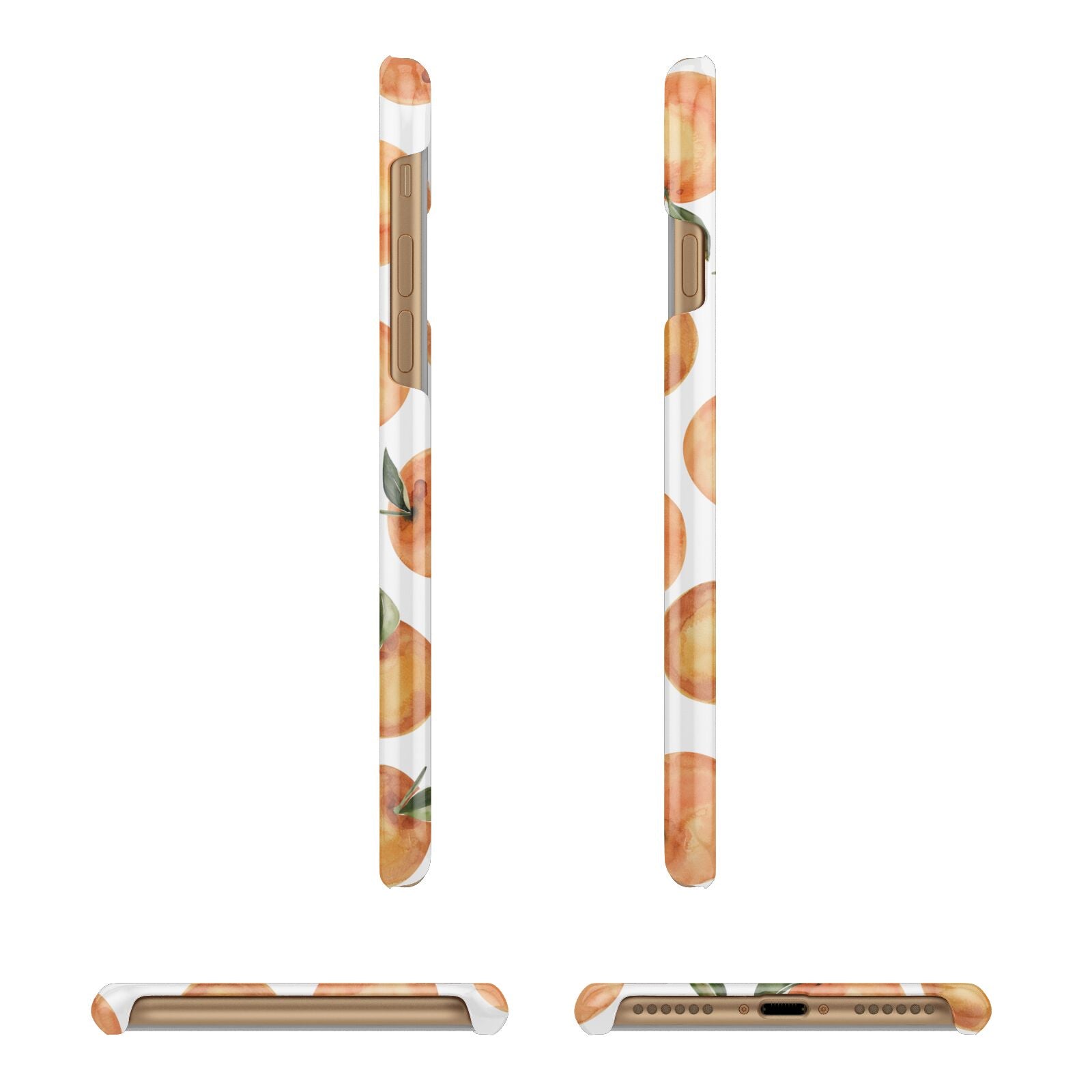 Personalised Oranges Name Apple iPhone 7 8 3D Wrap Snap Case Angled Images