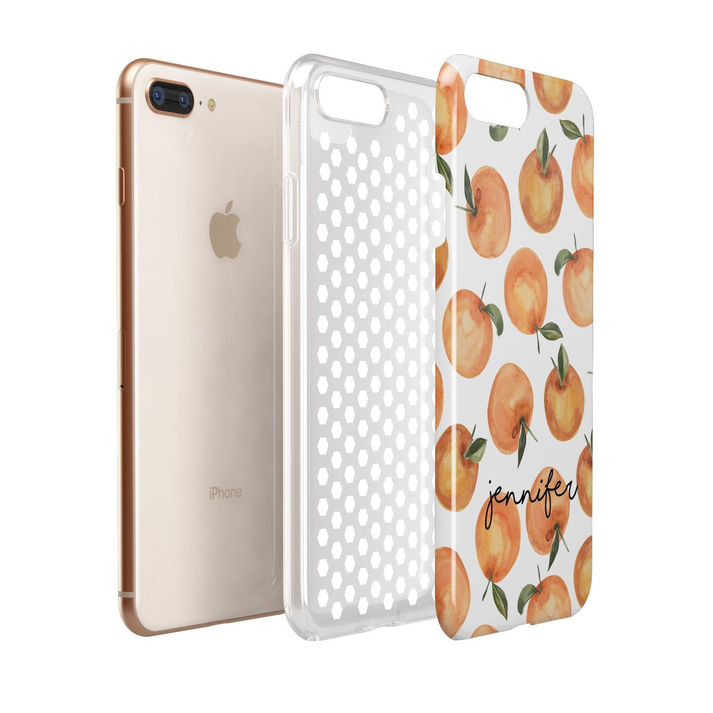 Personalised Oranges Name Apple iPhone 7 8 Plus 3D Tough Case Expanded View