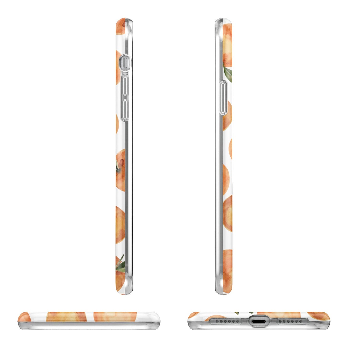 Personalised Oranges Name Apple iPhone XR in White with 3D Wrap Tough Case Alternative Image Angles