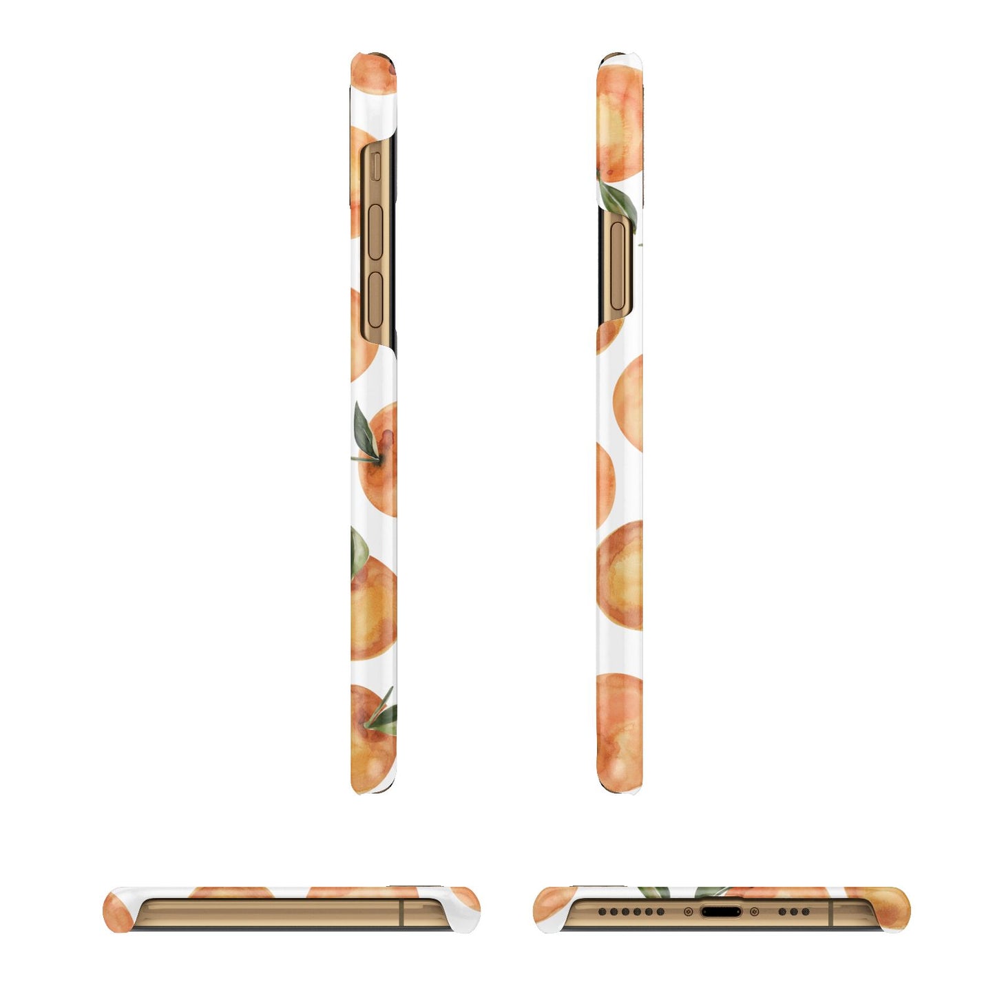 Personalised Oranges Name Apple iPhone Xs 3D Wrap Snap Case Angled Images