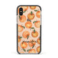 Personalised Oranges Name Apple iPhone Xs Impact Case Black Edge on Gold Phone