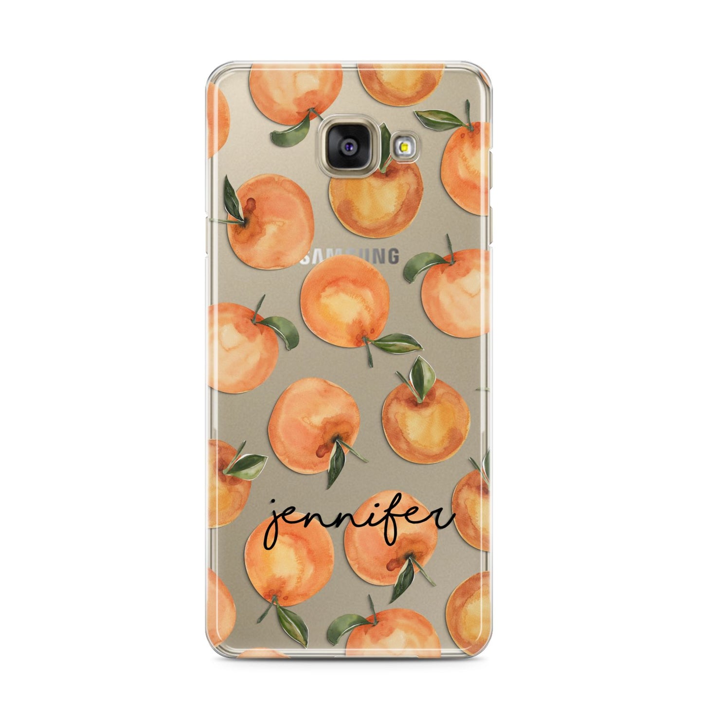 Personalised Oranges Name Samsung Galaxy A3 2016 Case on gold phone