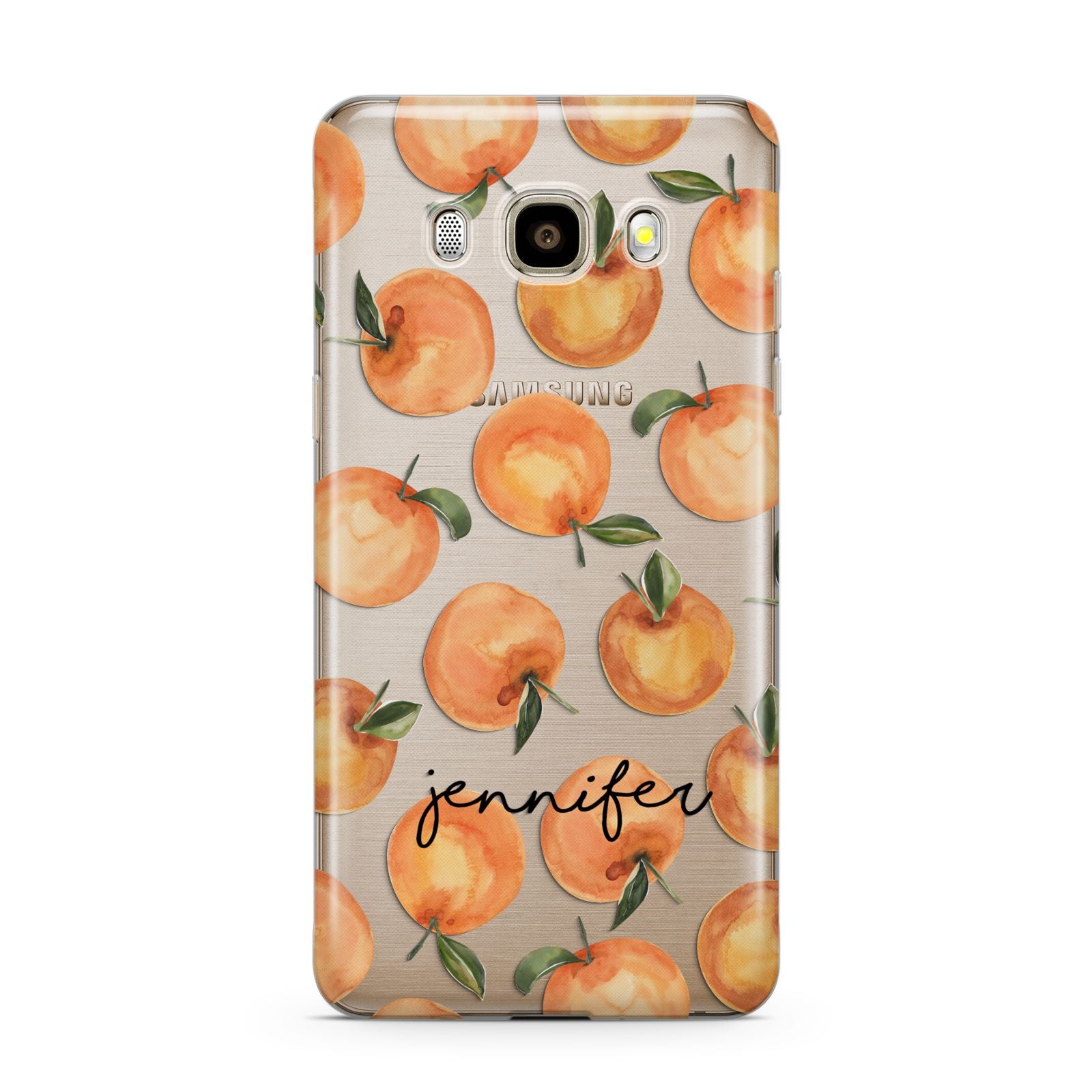Personalised Oranges Name Samsung Galaxy J7 2016 Case on gold phone