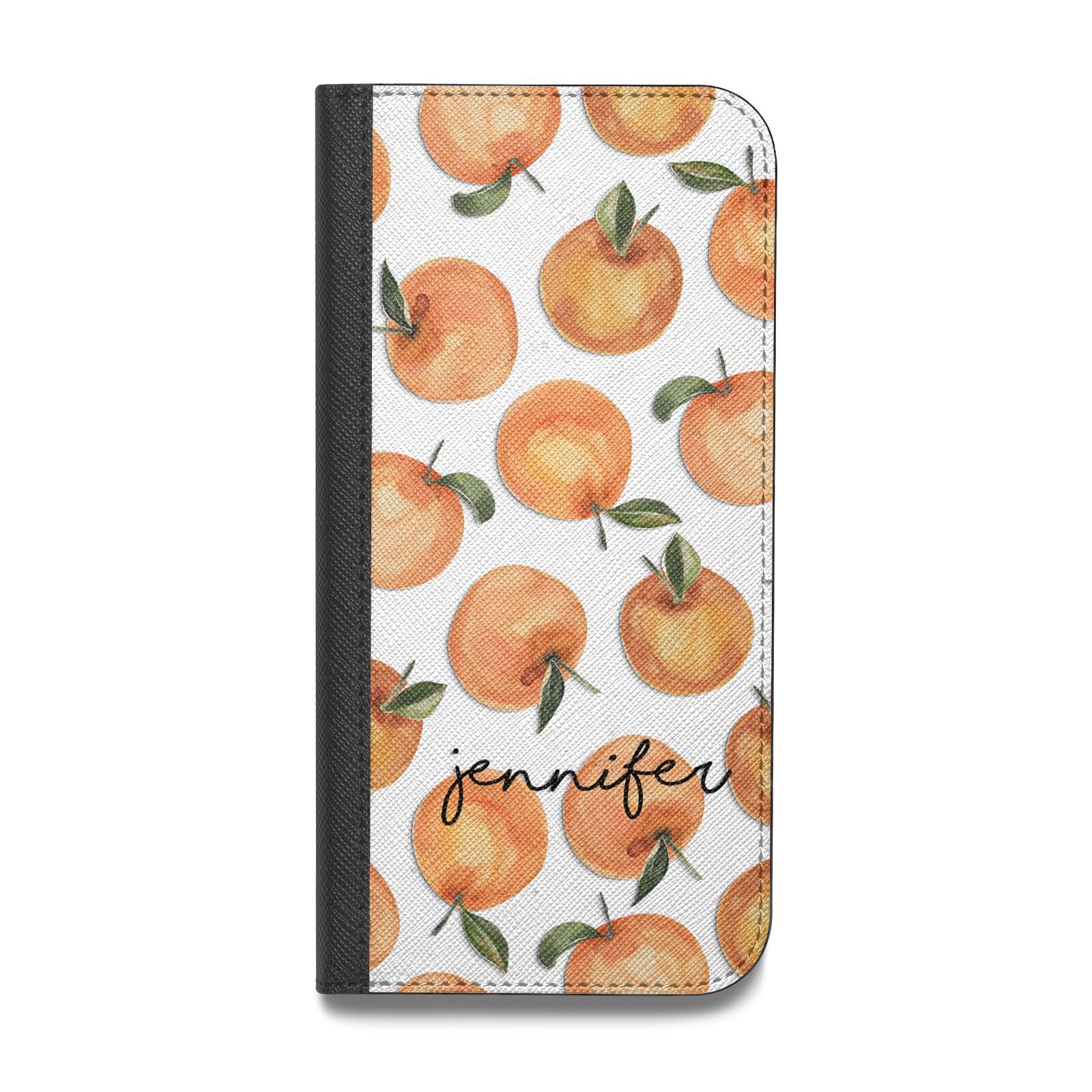 Personalised Oranges Name Vegan Leather Flip Samsung Case