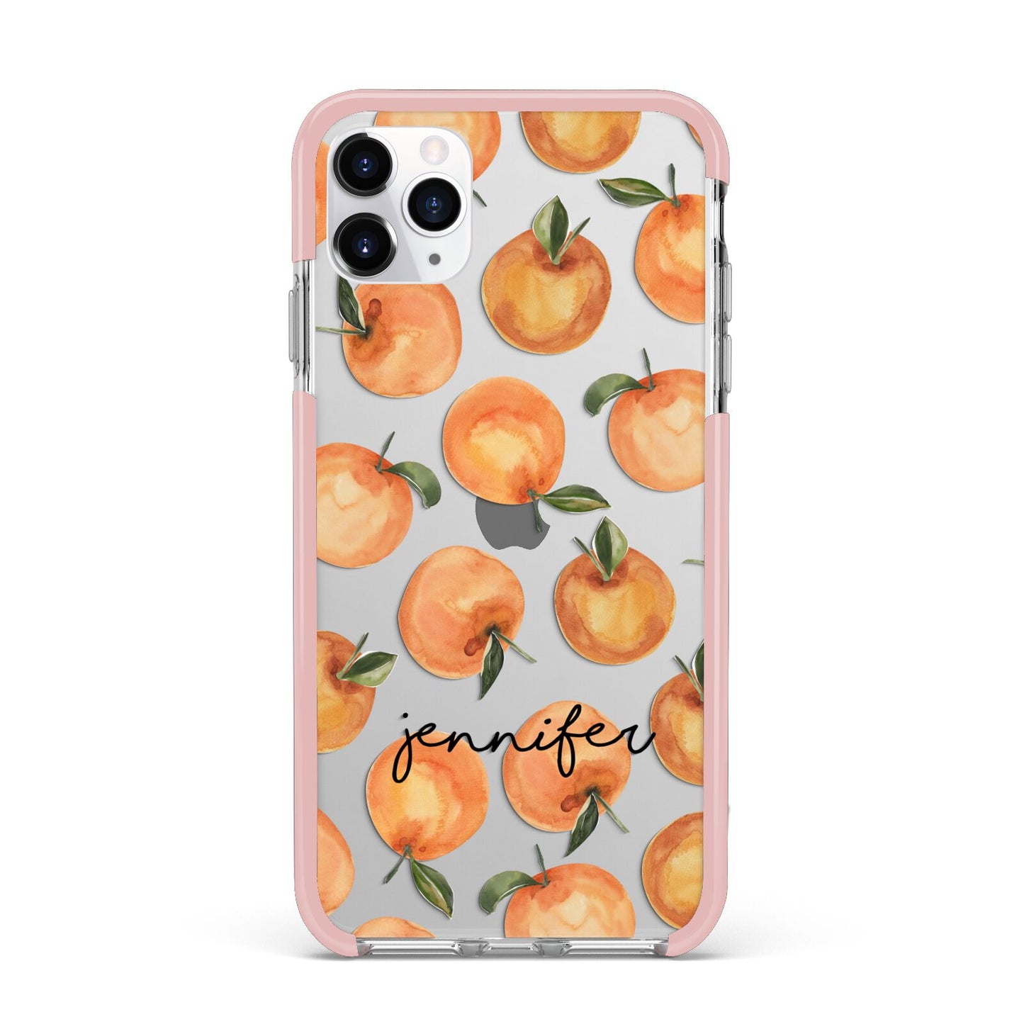 Personalised Oranges Name iPhone 11 Pro Max Impact Pink Edge Case