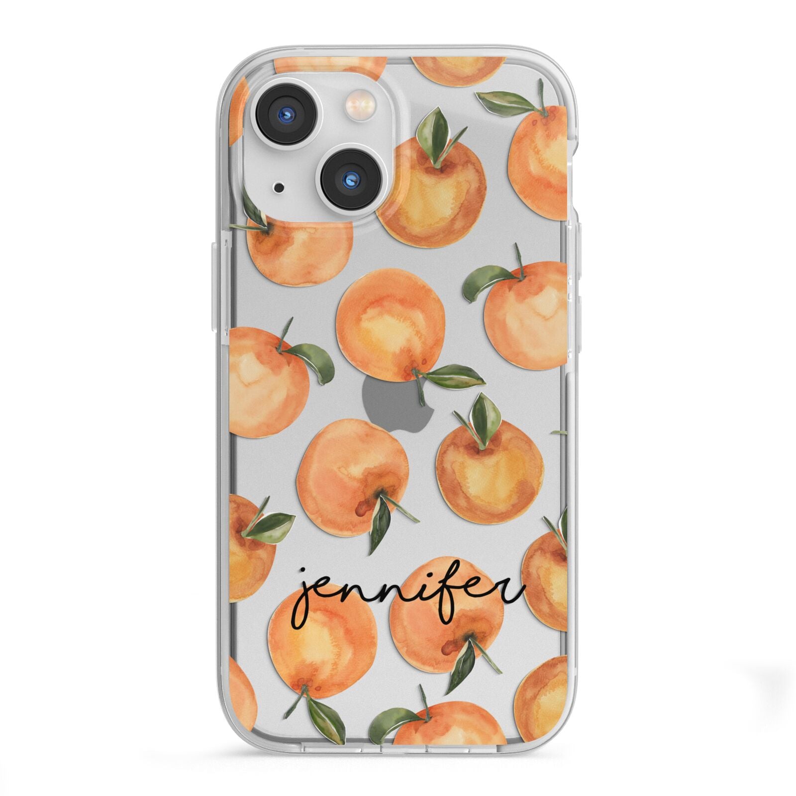 Personalised Oranges Name iPhone 13 Mini TPU Impact Case with White Edges