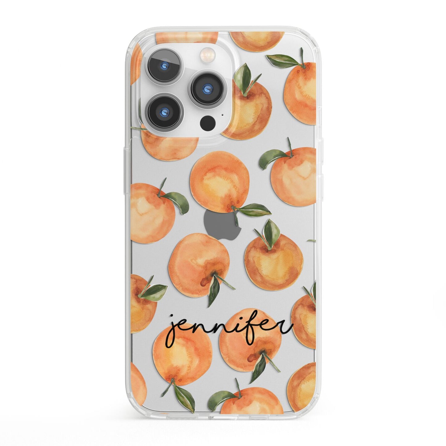 Personalised Oranges Name iPhone 13 Pro Clear Bumper Case