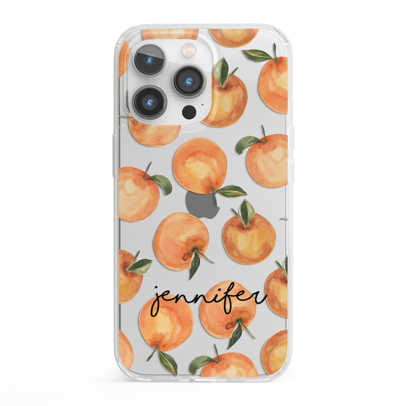 Personalised Oranges Name iPhone 13 Pro Clear Bumper Case