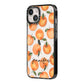 Personalised Oranges Name iPhone 14 Black Impact Case Side Angle on Silver phone